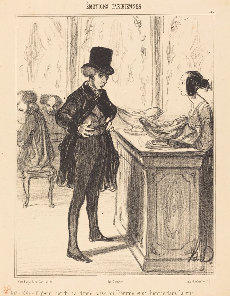Att ha förlorat sin halva kopp vid domino och sin börs på gatan av Honoré Daumier