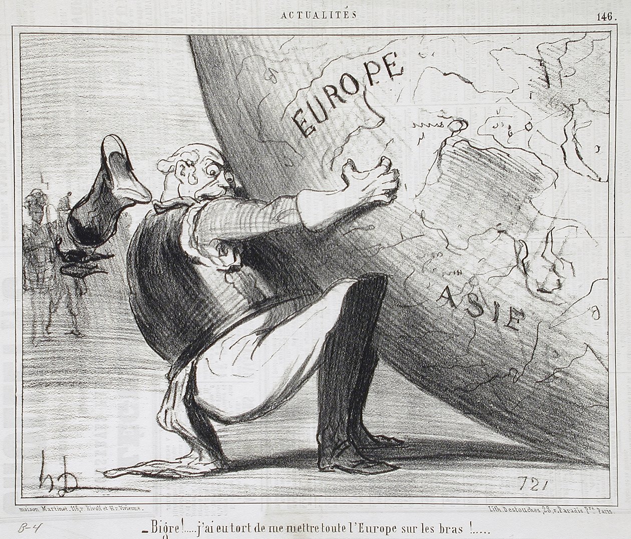 För sjutton!... Jag gjorde fel som tog hela Europa på armen! av Honoré Daumier