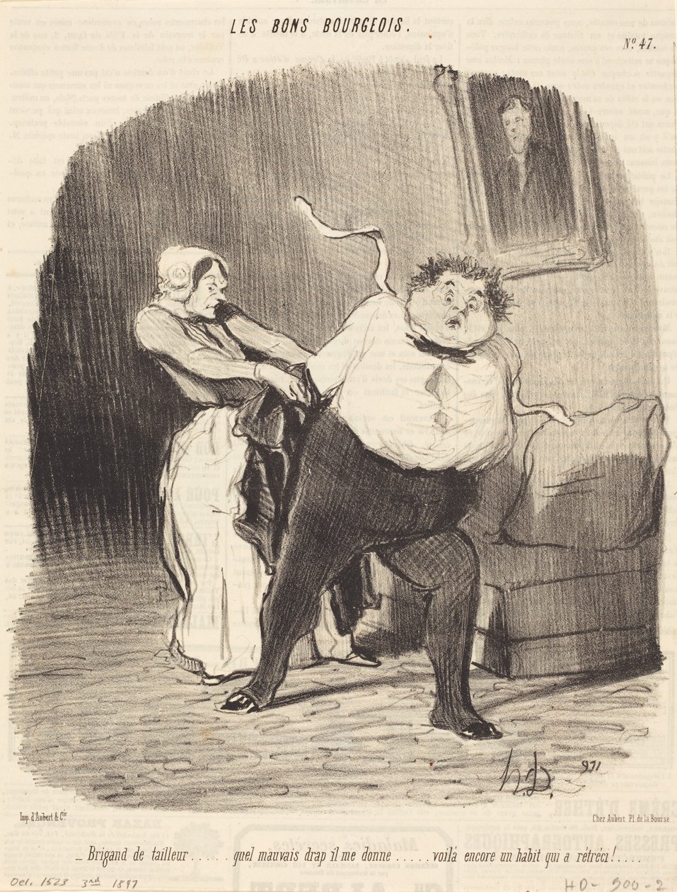 Skräddarrövare... ännu ett plagg... krympt! av Honoré Daumier