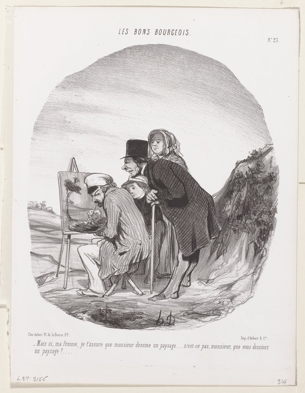 Men ja, min hustru, jag försäkrar er att monsieur tecknar ett landskap ... det är ett landskap, monsieur, eller hur? av Honoré Daumier