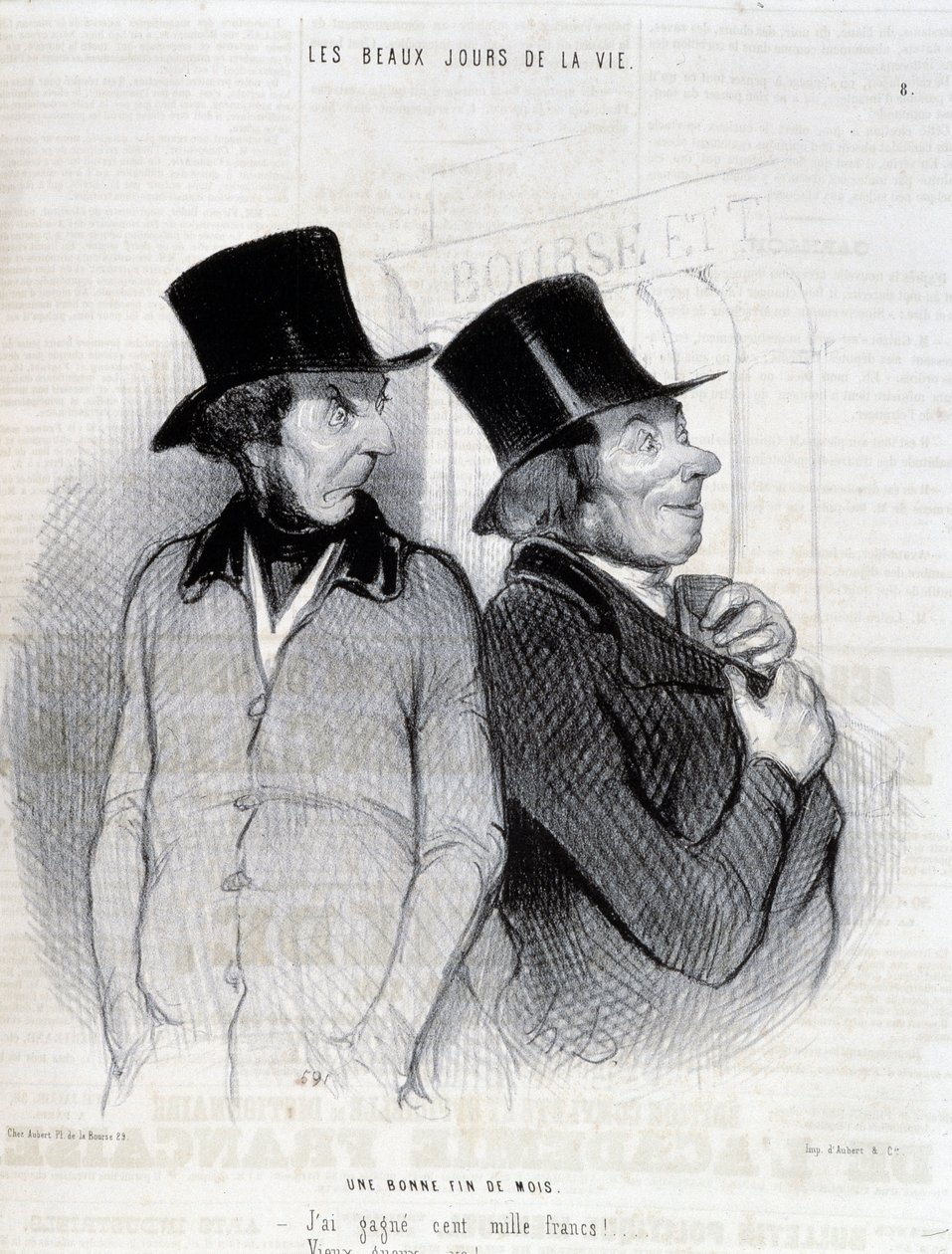 Tecknad film om stipendiaterna - av Daumier, i "" Charivari"" från 1844-04-16 av Honoré Daumier