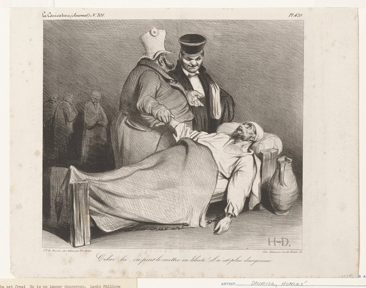 Den där kan vi släppa fri! Han är inte farlig längre. (ur La Caricature) av Honoré Daumier