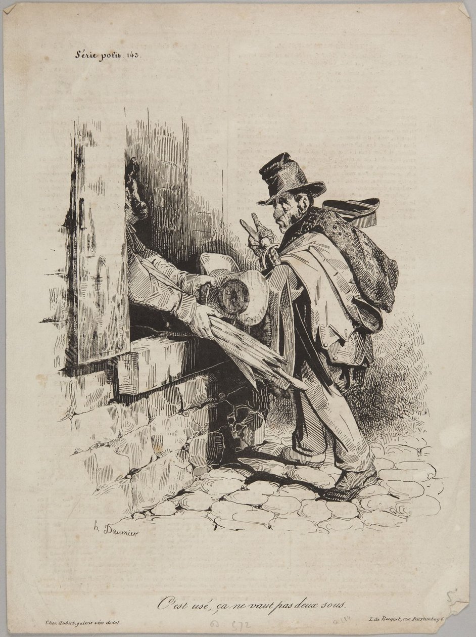 Den är utsliten, den är inte värd två sous, nummer 143 ur serien Politisk serie från Le Charivari av Honoré Daumier