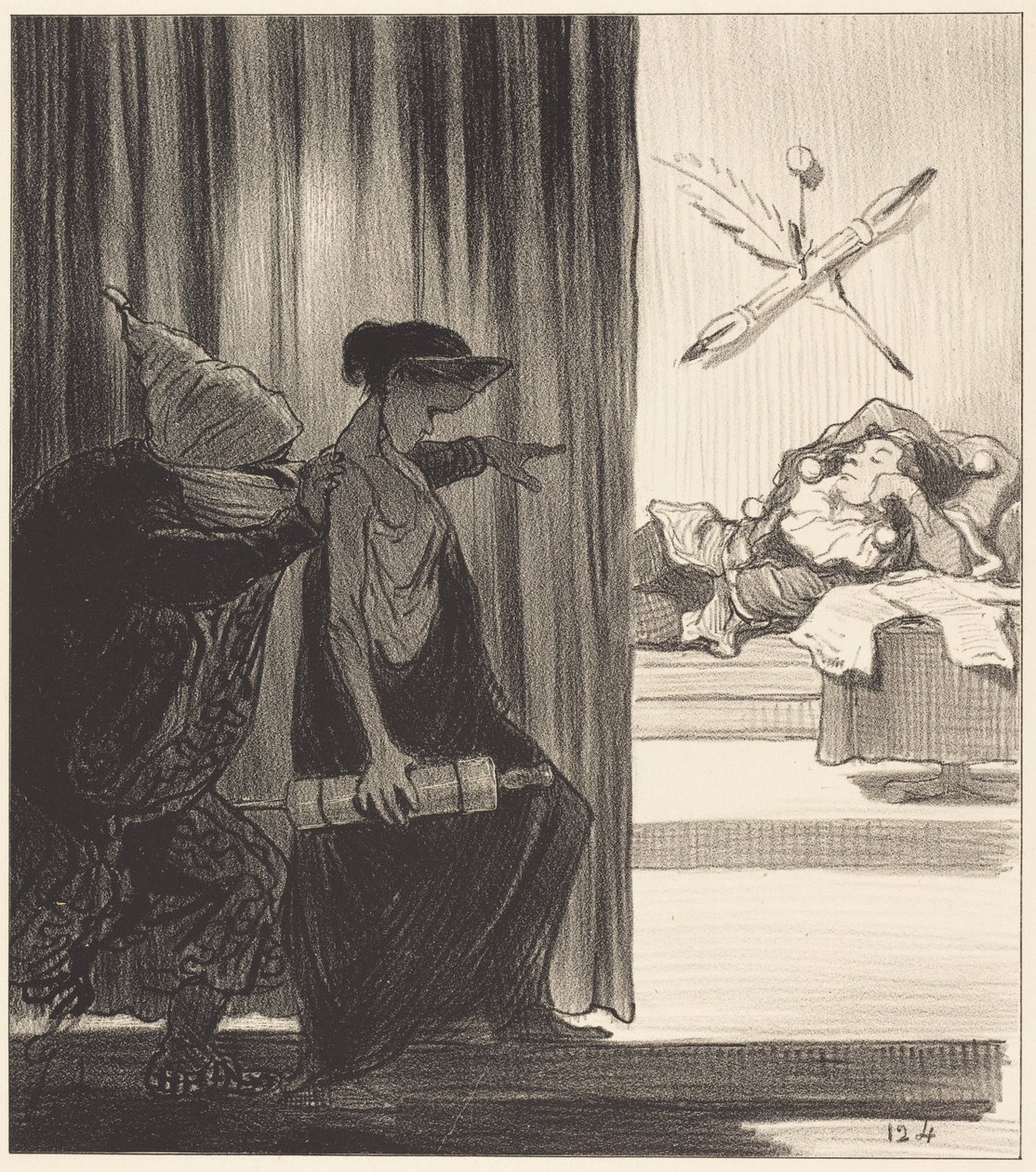 Clytemnestra knuffad av mimi Véron... av Honoré Daumier