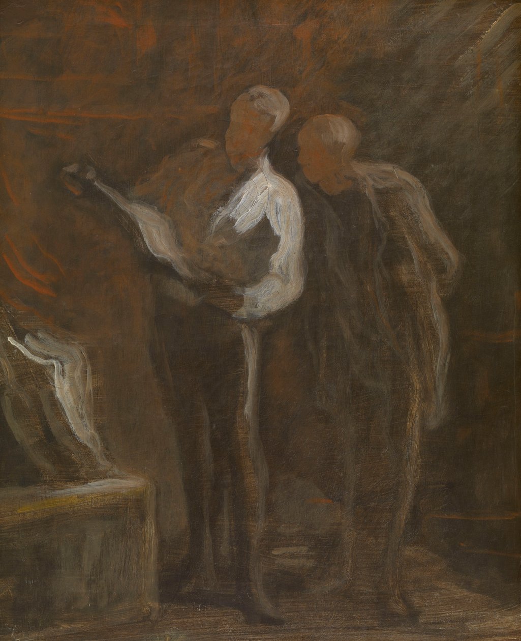 Collecting Engravings, ca 1870-73 (olja på duk) av Honore Daumier