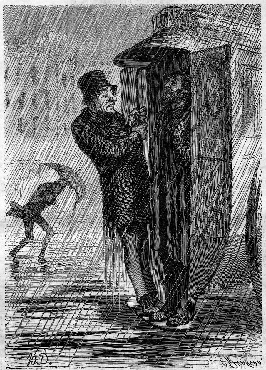 Komplett!!! Tecknad av Honore Daumier (1808-1879). Gravyr i "" Le Monde Illustré"" nr 271 av 21 juni 1862. av Honoré Daumier