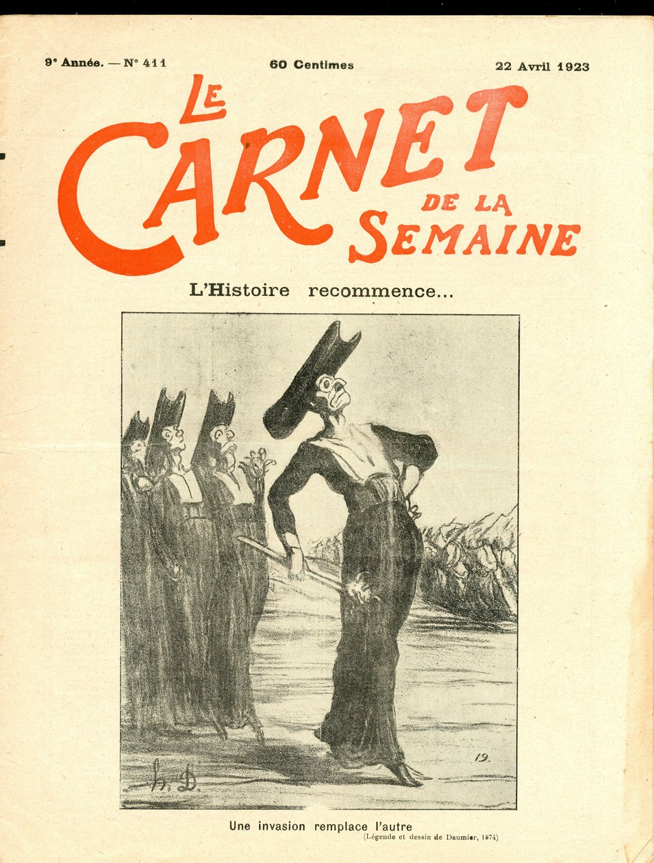 Omslag till "" Veckans bok "", Satirical in B & W av Honoré Daumier