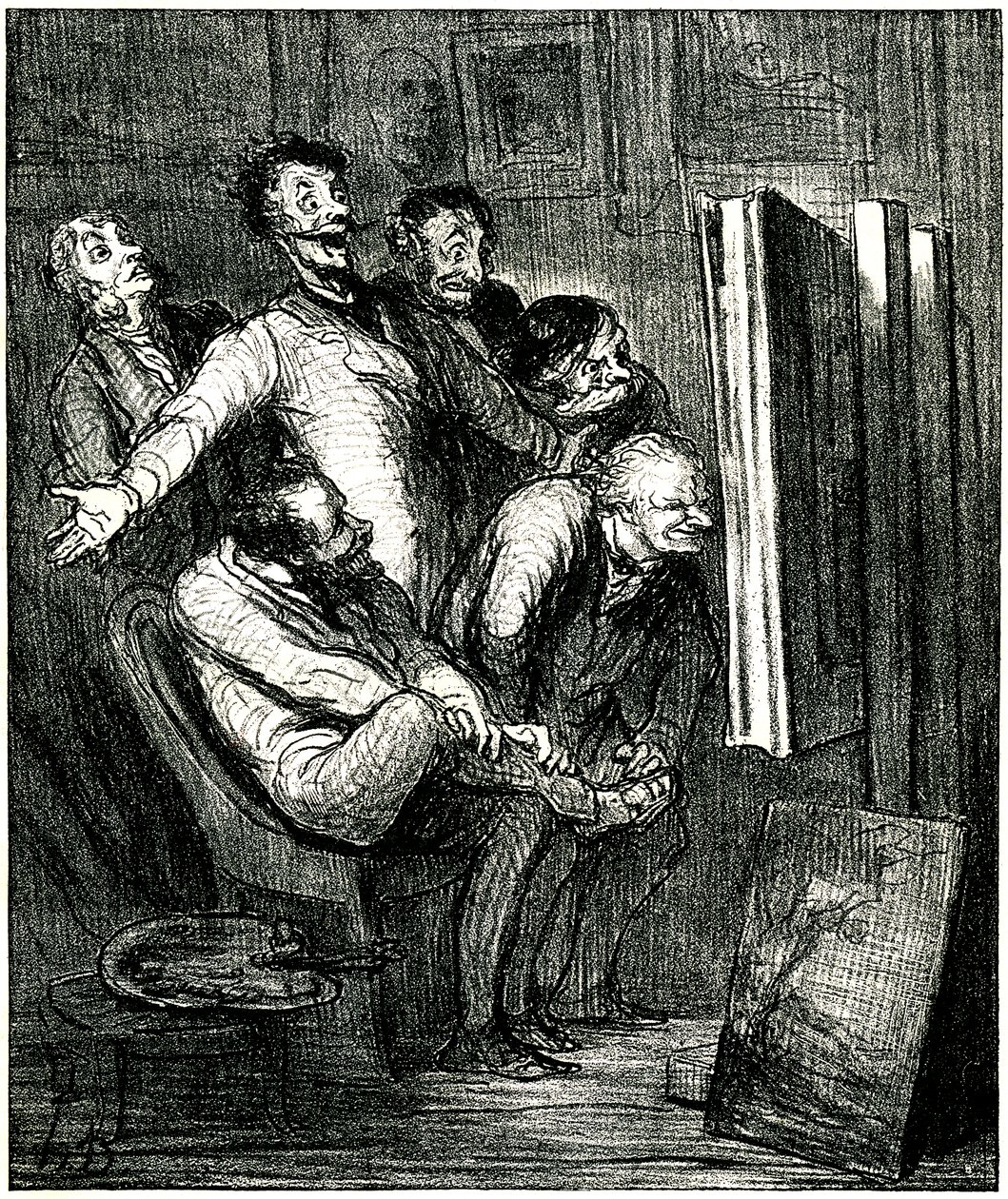 Kritiker framför en målning av Honore Daumier