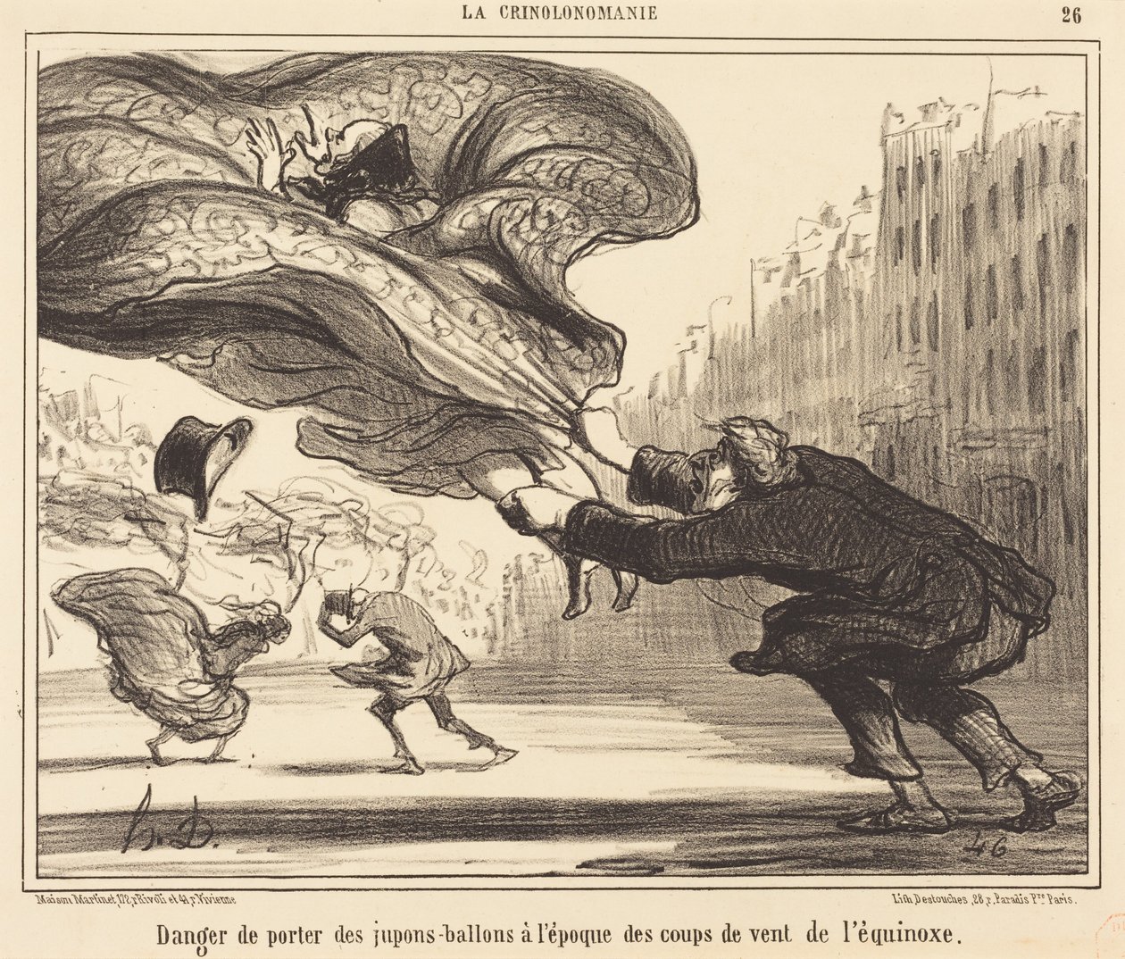 Faran med att bära ballongkjolar... av Honoré Daumier
