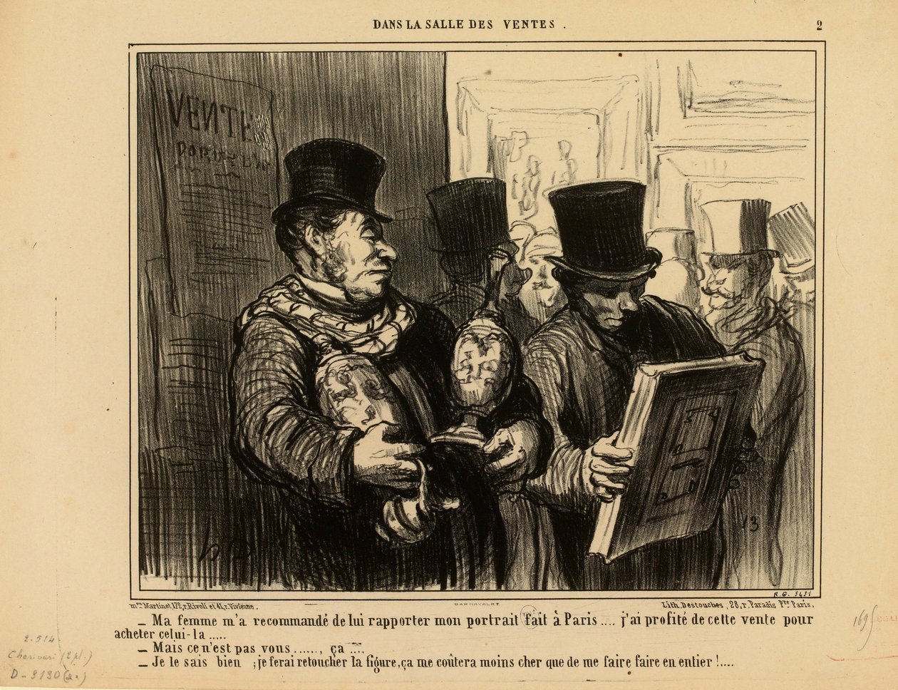 I auktionssalen nr 2: Min fru bad mig att ta med mitt porträtt till henne... av Honoré Daumier