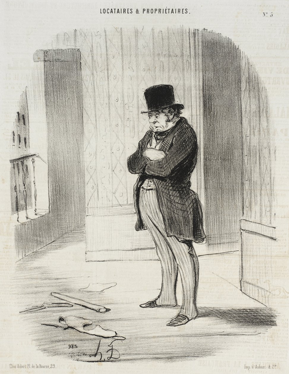 Flyttad!... och för att betala mig tre avbetalningar... lämnar han mig... av Honoré Daumier