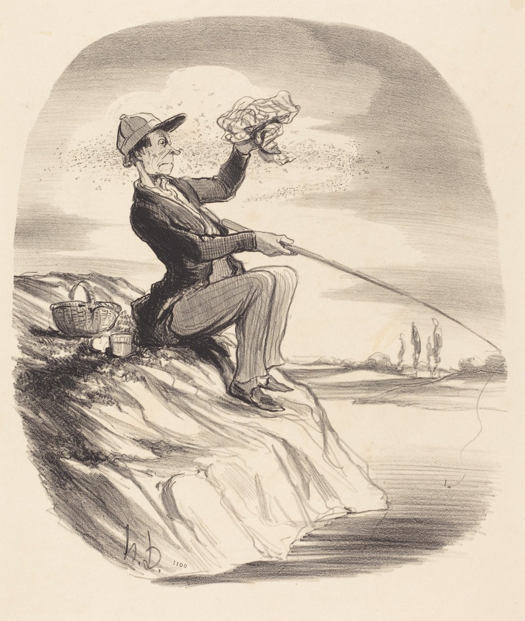 Besväret med att ge sig ut och fiska... av Honoré Daumier