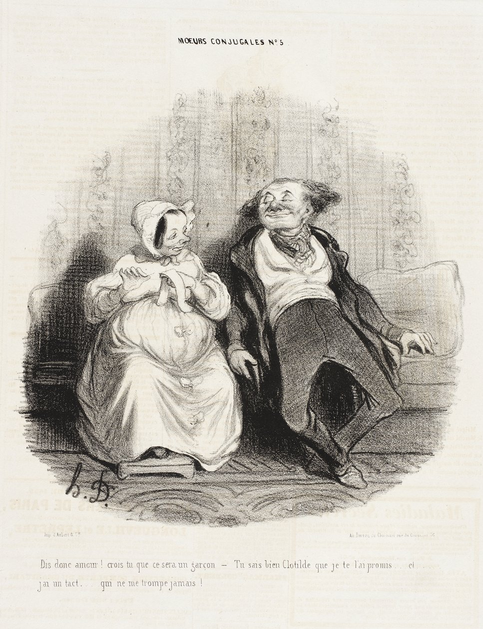 Säg, älskling! Tror du att det blir en pojke? av Honoré Daumier