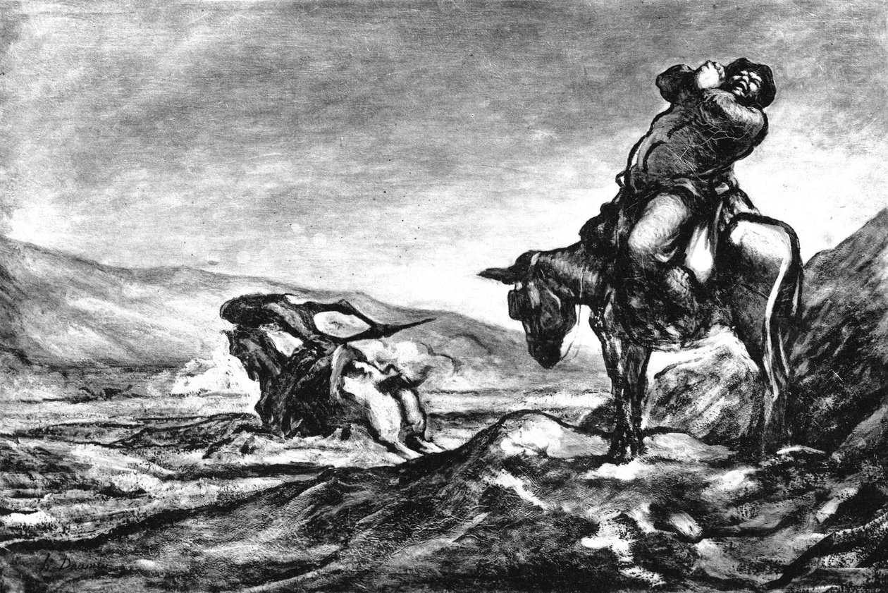 Don Quijote och Sancho Panca av Honoré Daumier