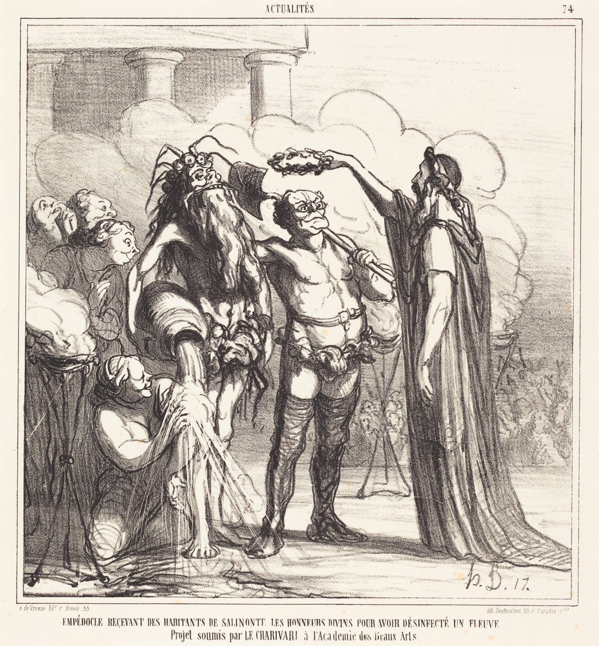 Empedokles tar emot... gudomlig utmärkelse... av Honoré Daumier