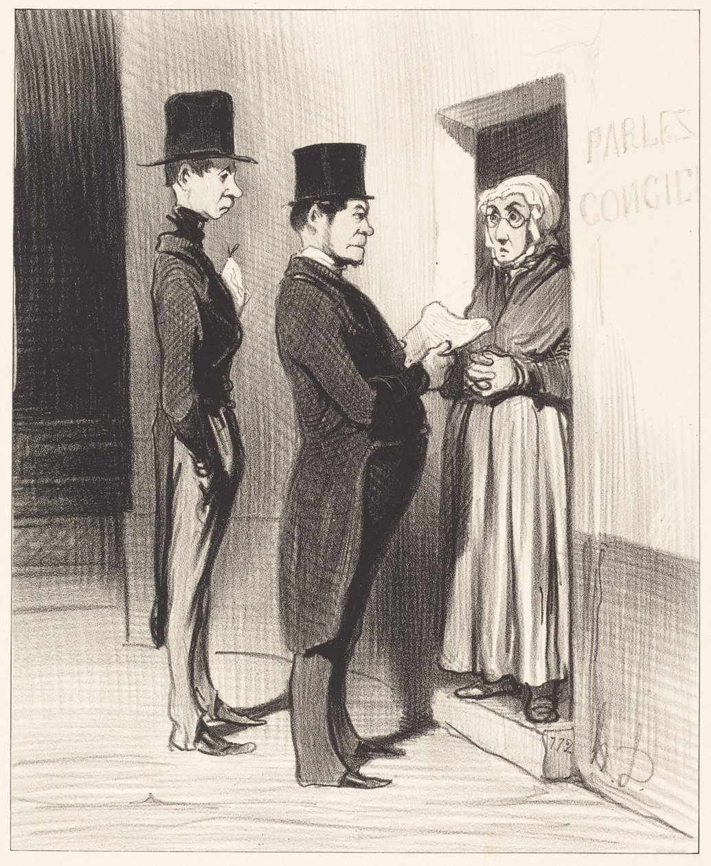 Och när hon talade så till sin portvakt, förklarade hon... av Honoré Daumier