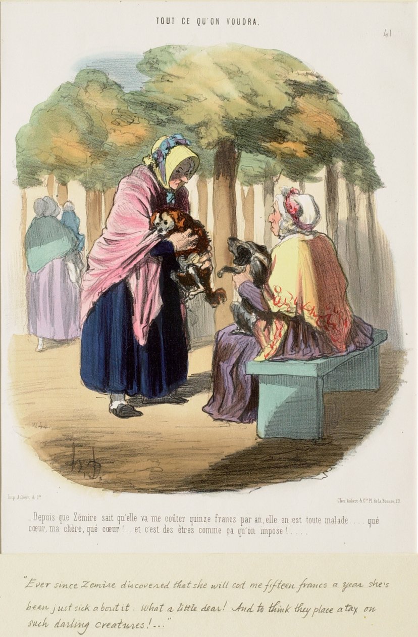 Sedan Zémire fick veta att hon skulle kosta mig femton franc om året,... av Honoré Daumier