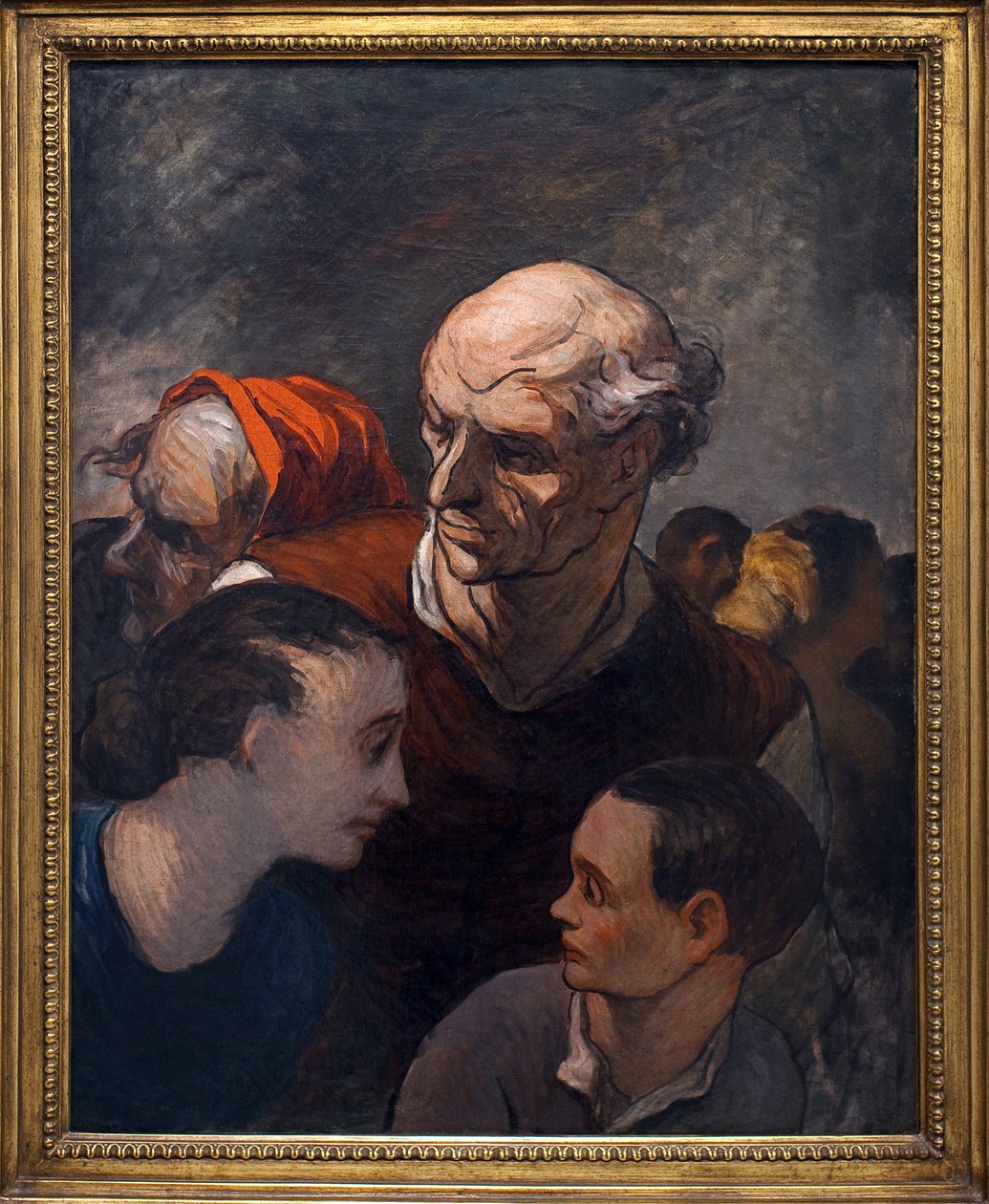 Familj på barrikaderna 1848. Målning av Honore Daumier (1808-1879), olja på duk av Honoré Daumier