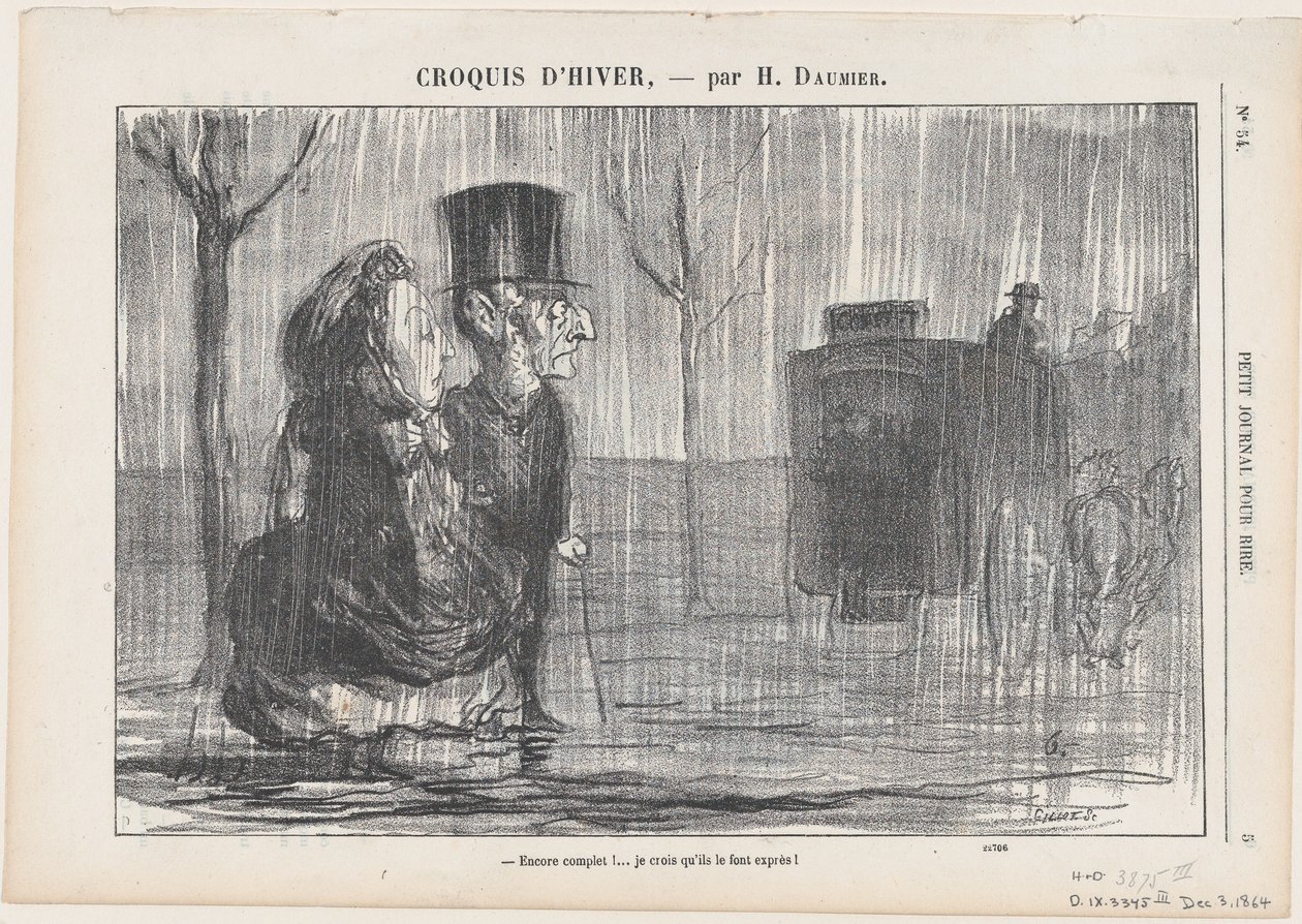 Fullt igen... Jag tror att de gör det med flit!, ur "Vinterskisser" av Honoré Daumier
