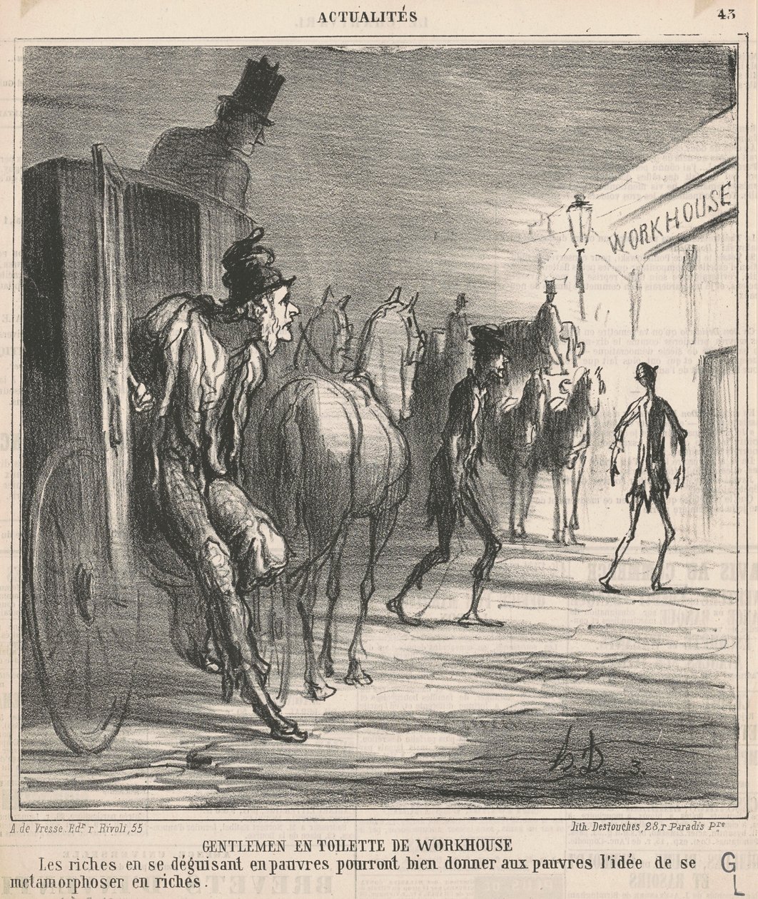 Herrar i fattighuskläder av Honoré Daumier