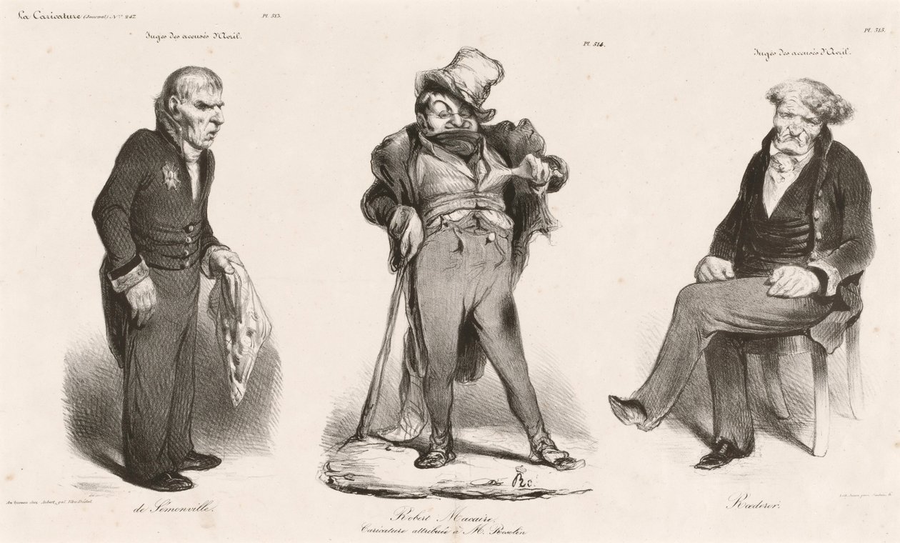 Huguet de Sémonville - Robert Macaire (Thiers) - greve Roederer av Honoré Daumier