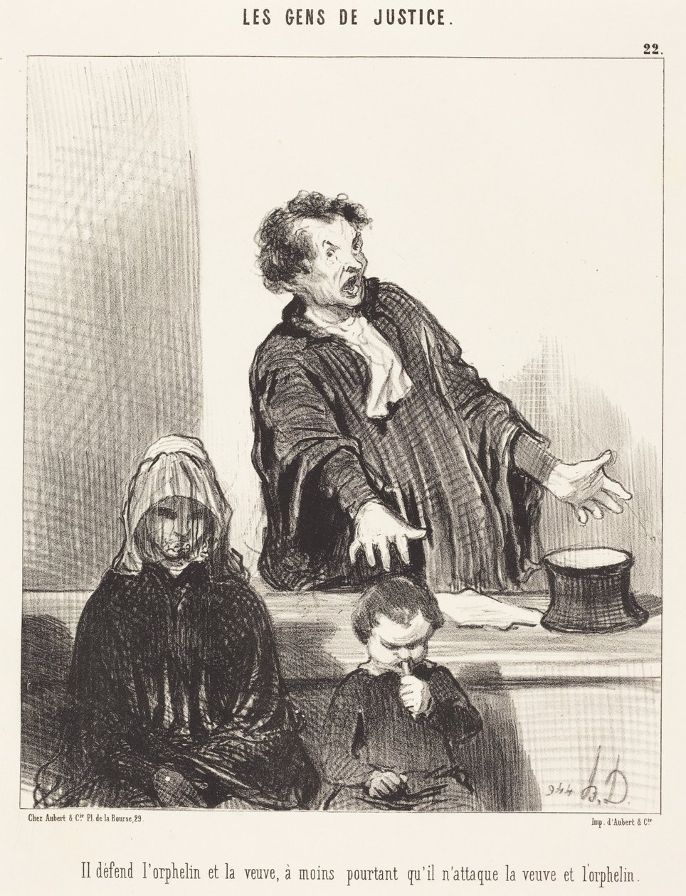 Han försvarar den föräldralöse och änkan, om inte... av Honoré Daumier