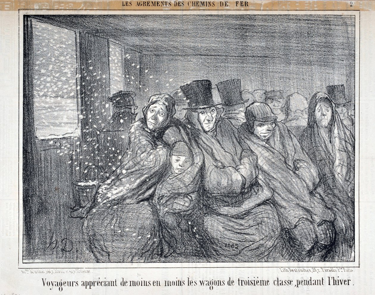 Illustration för serien "Les Agrements des Chemin de fer" av Honoré Daumier