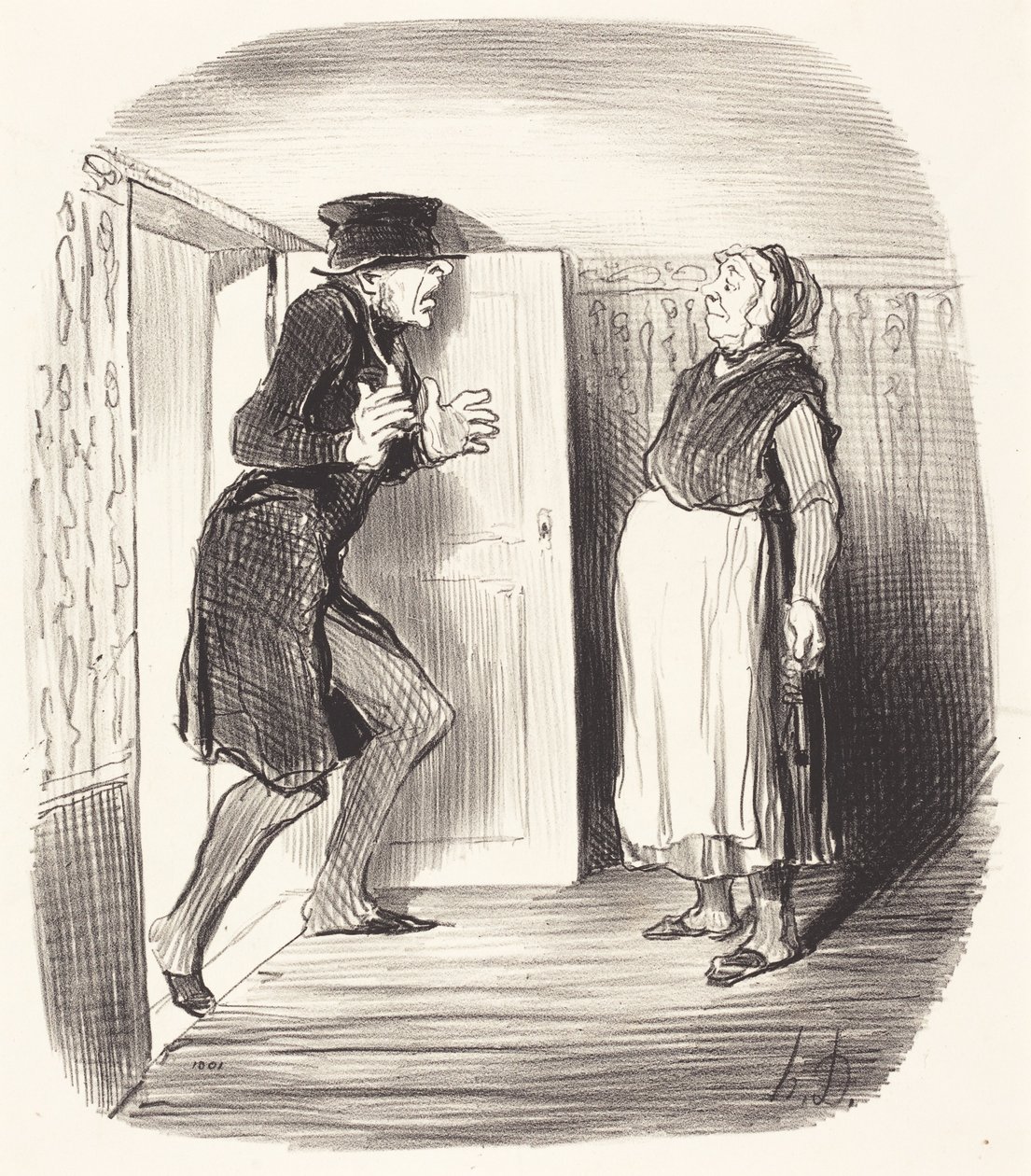 Nackdel med att besöka en mezzanin utan försiktighet... av Honoré Daumier