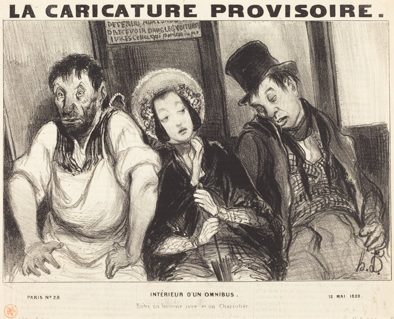 Interiör i en omnibus av Honoré Daumier
