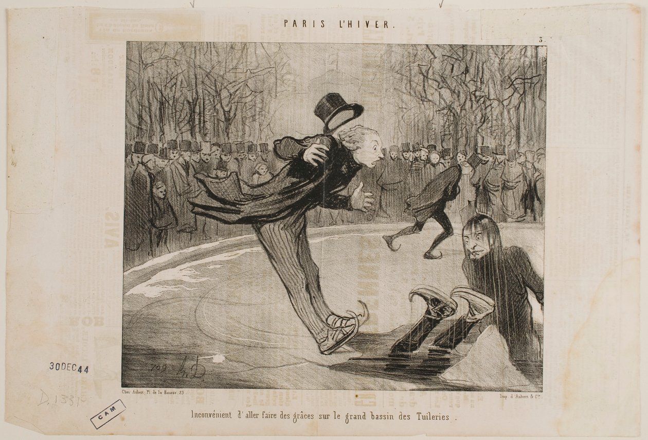 Det är svårt att göra sig märkvärdig vid den stora dammen i Tuilerieträdgården. av Honoré Daumier