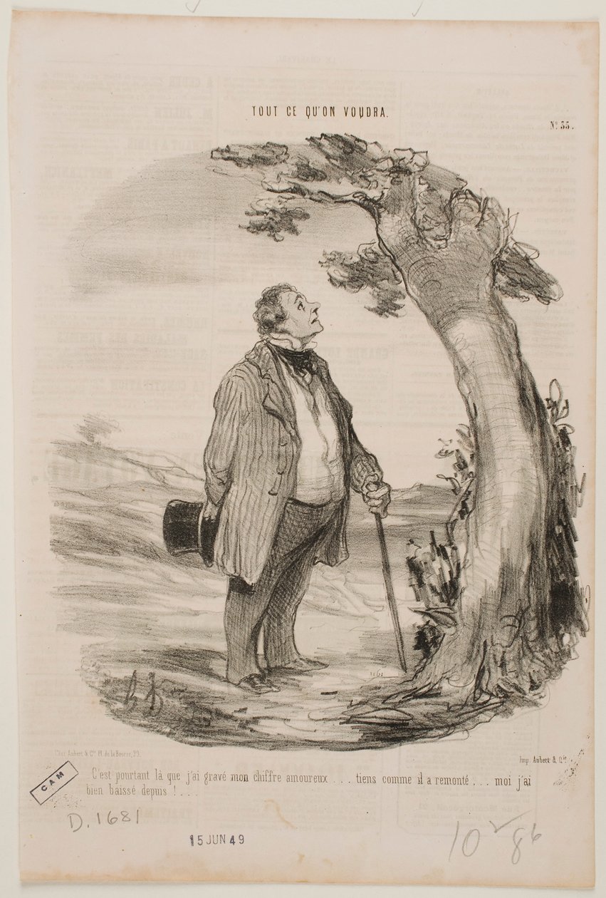 Det var här jag graverade in min älskades initialer... av Honoré Daumier