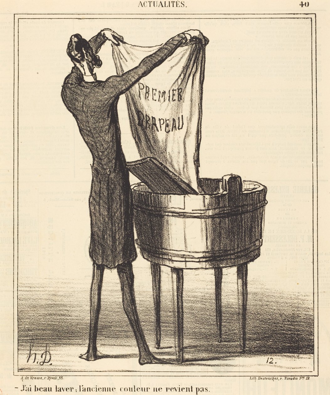 Hur mycket jag än tvättar, den gamla färgen... av Honoré Daumier