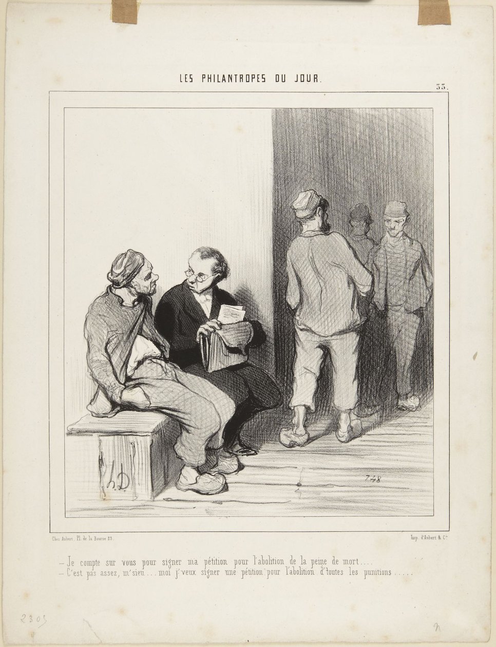 Jag räknar med att ni skriver under..., nummer 33 ur serien Dagens filantroper av Honoré Daumier