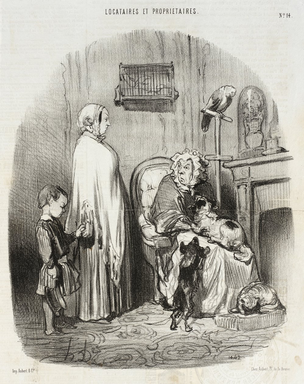 Jag hyr inte ut till folk som har barn!... av Honoré Daumier