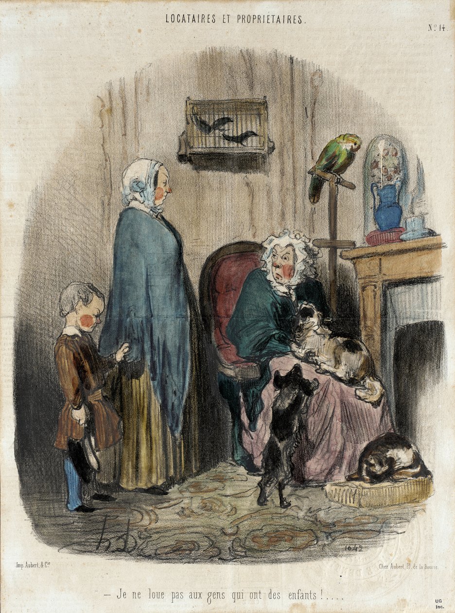 Jag hyr inte ut till folk som har barn! av Honoré Daumier