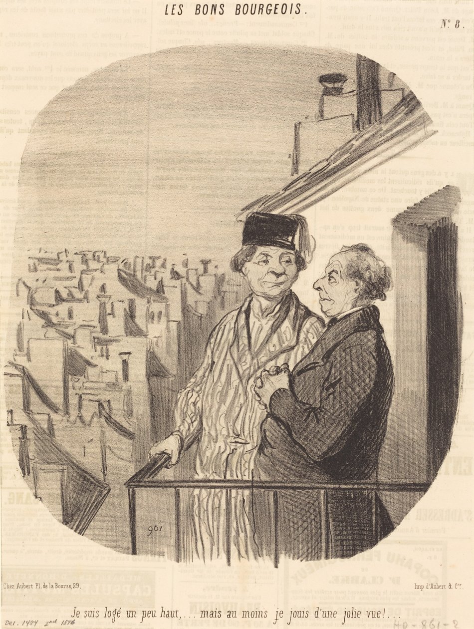 Jag bor lite högt upp... men... jag njuter av en vacker utsikt! av Honoré Daumier