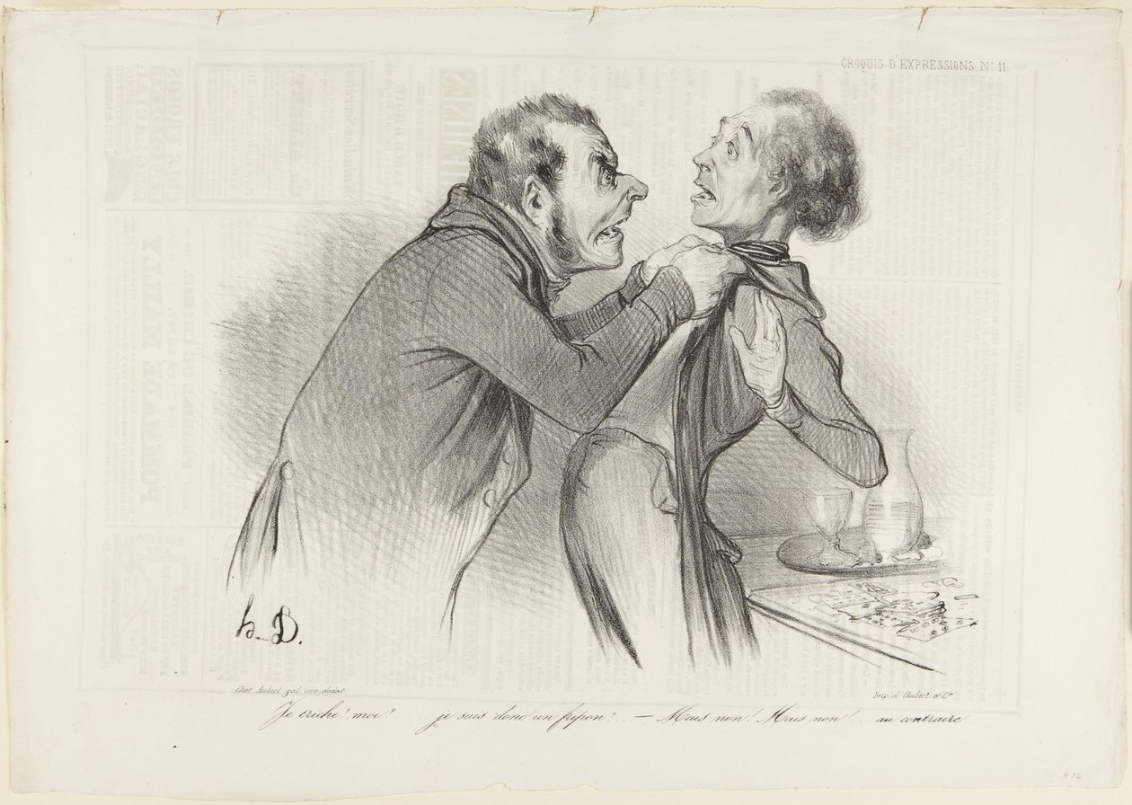 Jag fuskar? Jag? ..., nummer 11 ur serien Skisser av uttryck från Le Charivari av Honoré Daumier