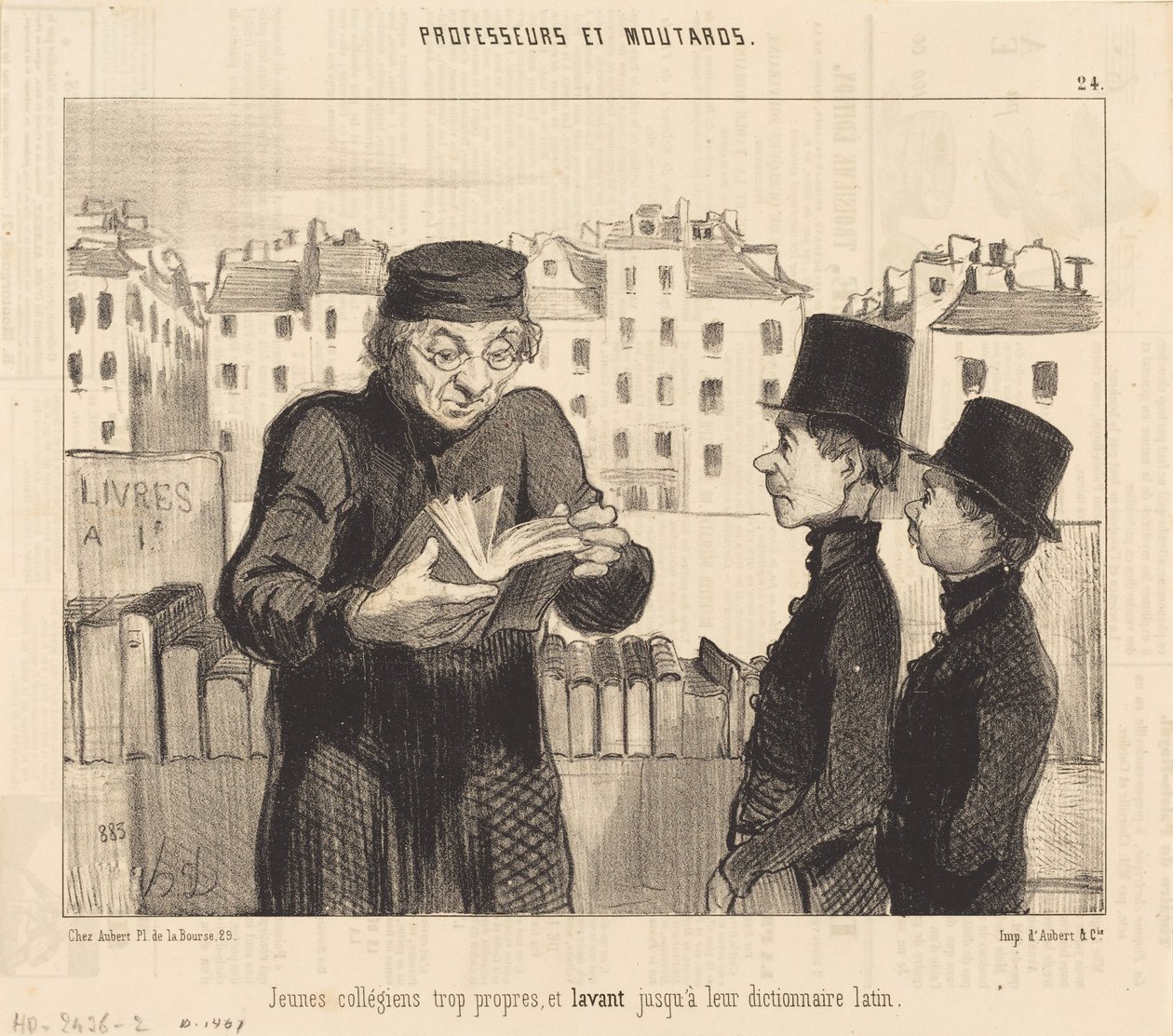 Unga studenter... diskar upp sin latinska ordbok av Honoré Daumier