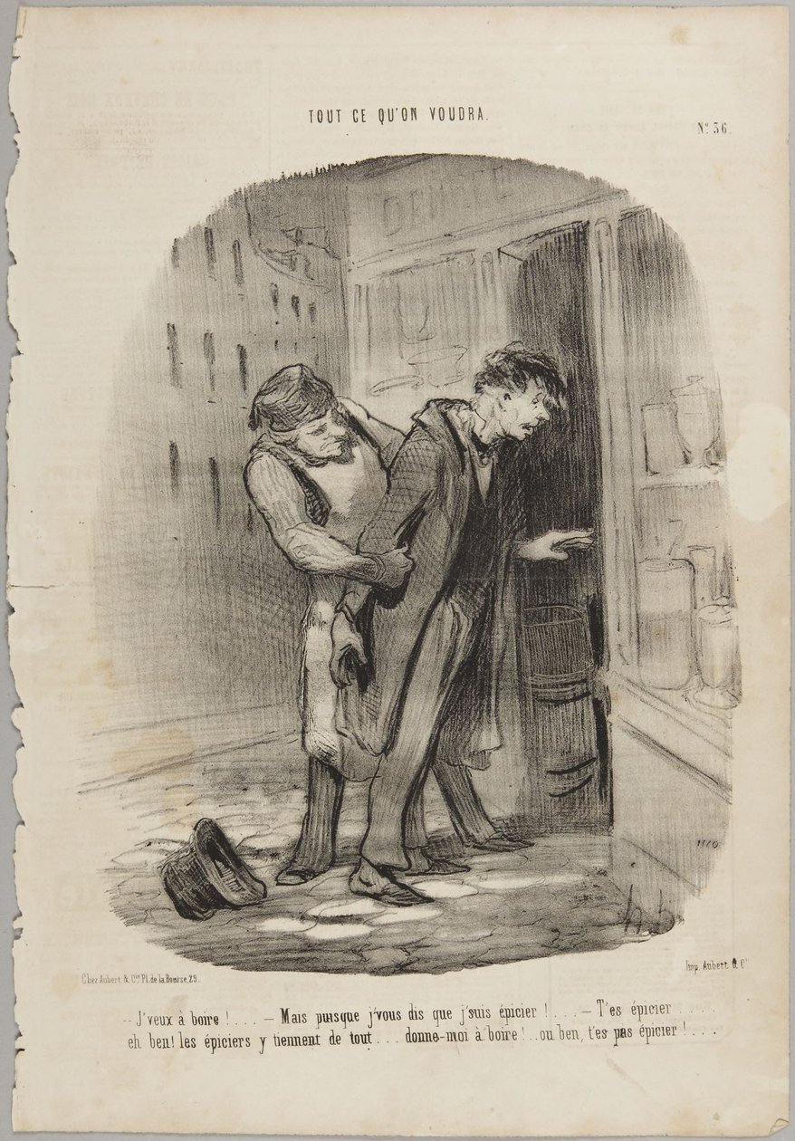 Jag vill ha något att dricka!..., nummer 36 ur serien ”Allt man kan önska sig” från Le Charivari av Honoré Daumier