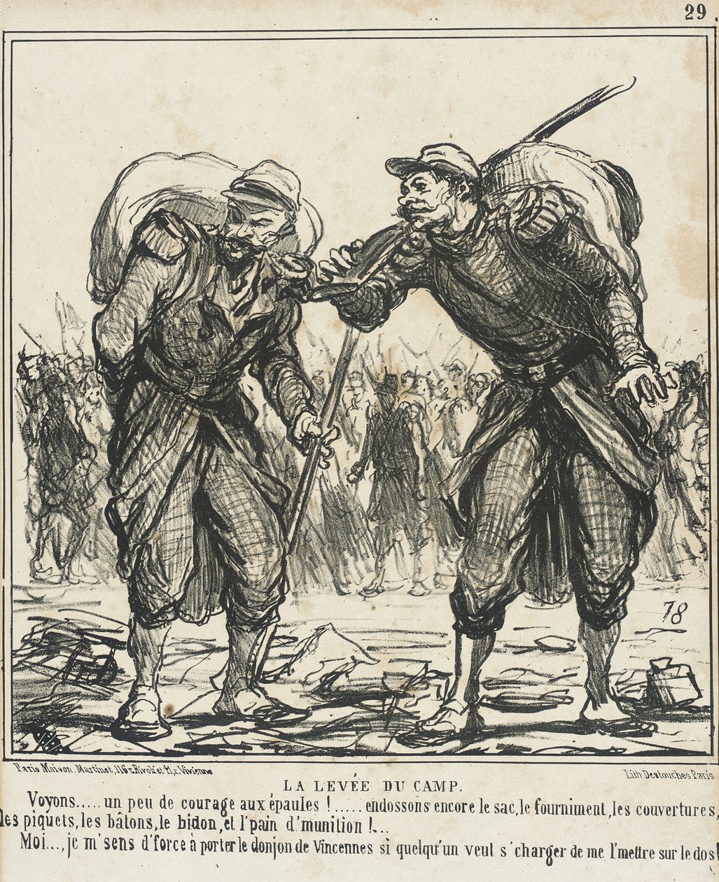 Uppbrott från lägret av Honoré Daumier