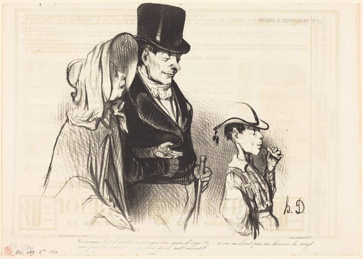 Mamman - Är han inte snäll när han äter sitt kornsocker!... av Honoré Daumier