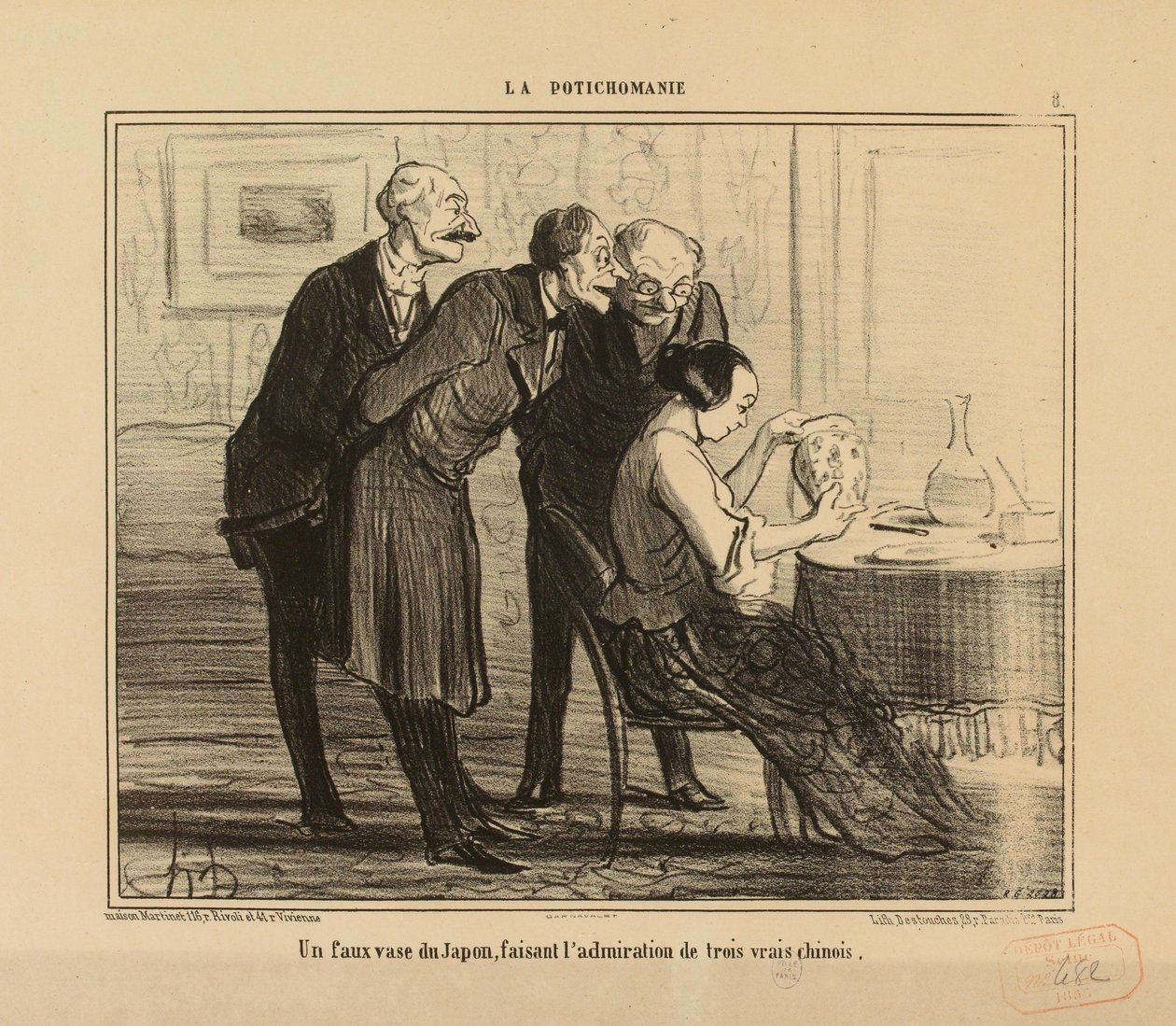 Potichomanie nr 8: En falsk japansk vas, beundrad av ... av Honoré Daumier