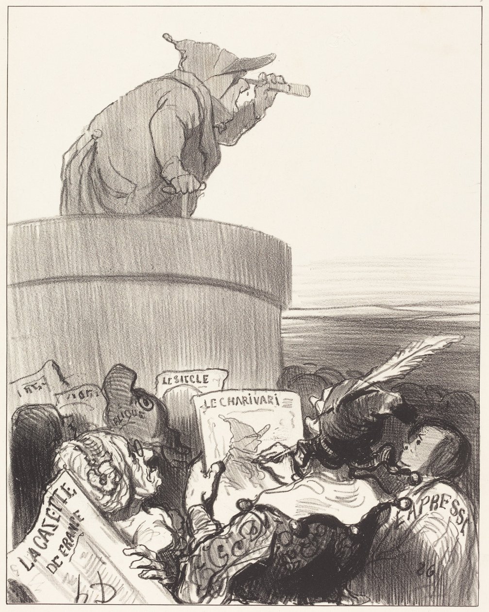 Le Constitutionnel betraktar den politiska horisonten av Honoré Daumier