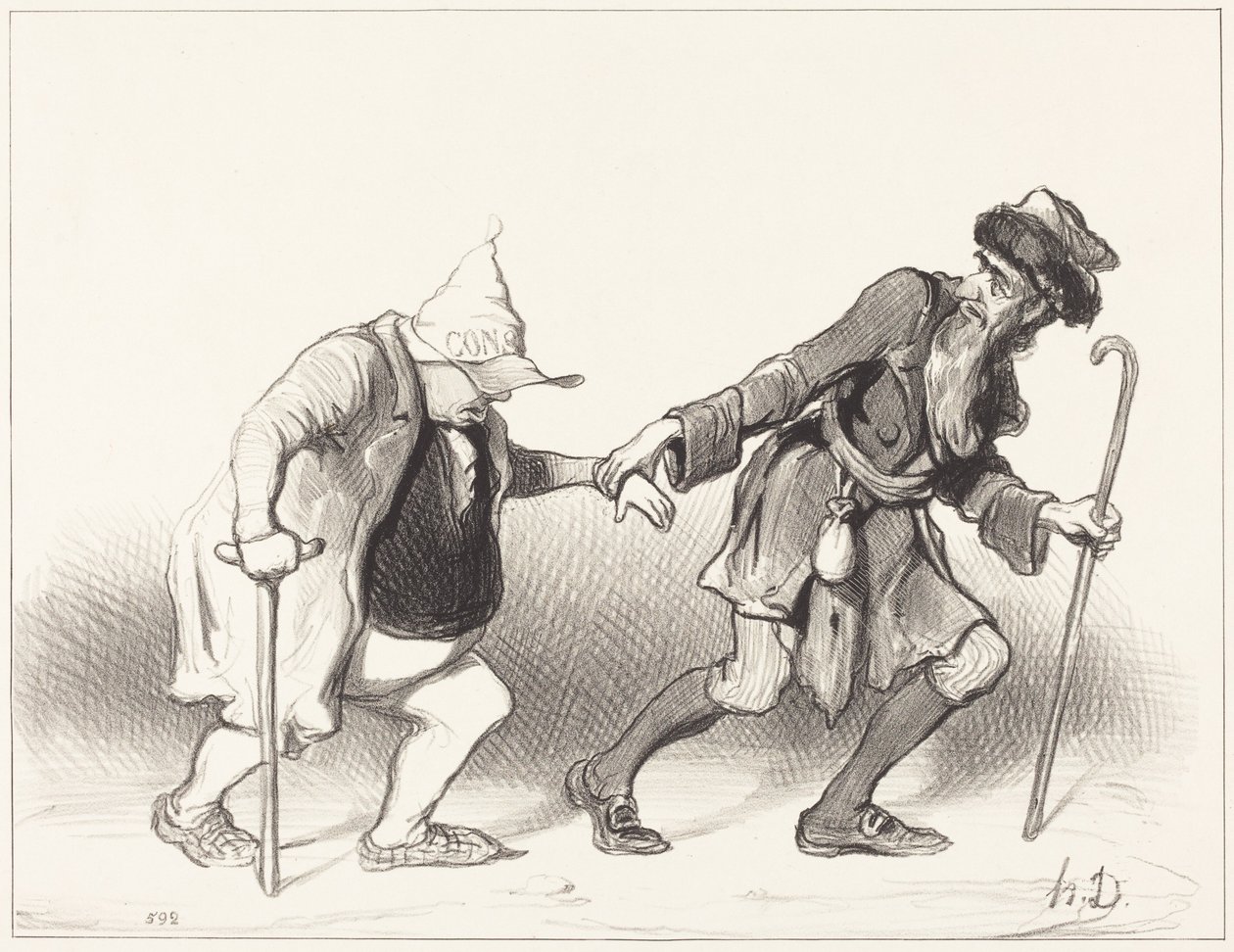 Le Constitutionnel och Den vandrande juden av Honoré Daumier