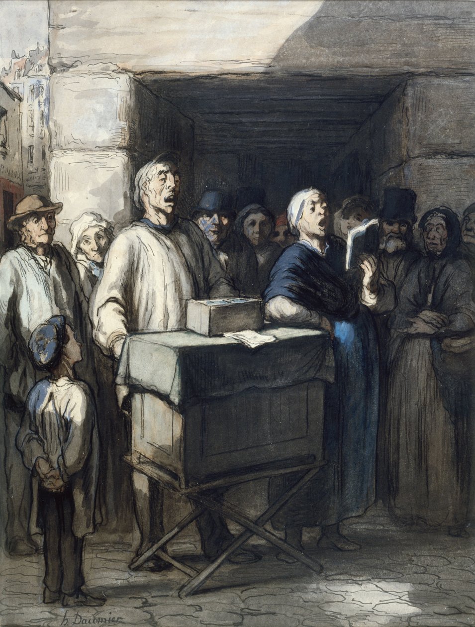 Spelaren på gatumusikorgel av Honoré Daumier