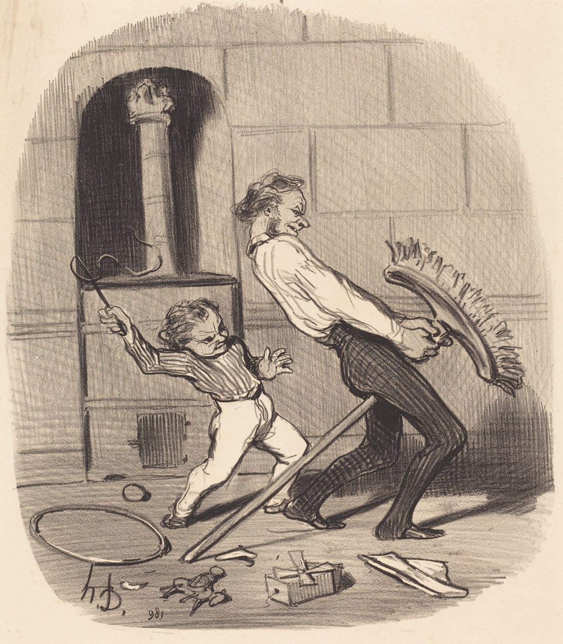 Ridlektion, gymnasiet av Honoré Daumier