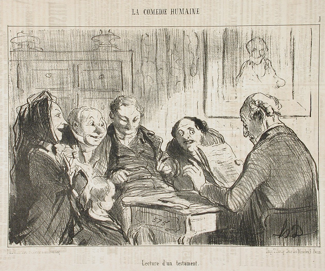 Uppläsning av ett testamente av Honoré Daumier