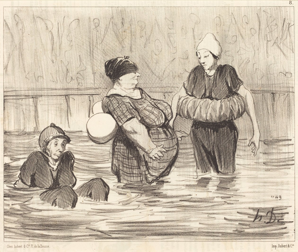 De försiktiga badande kvinnorna av Honoré Daumier