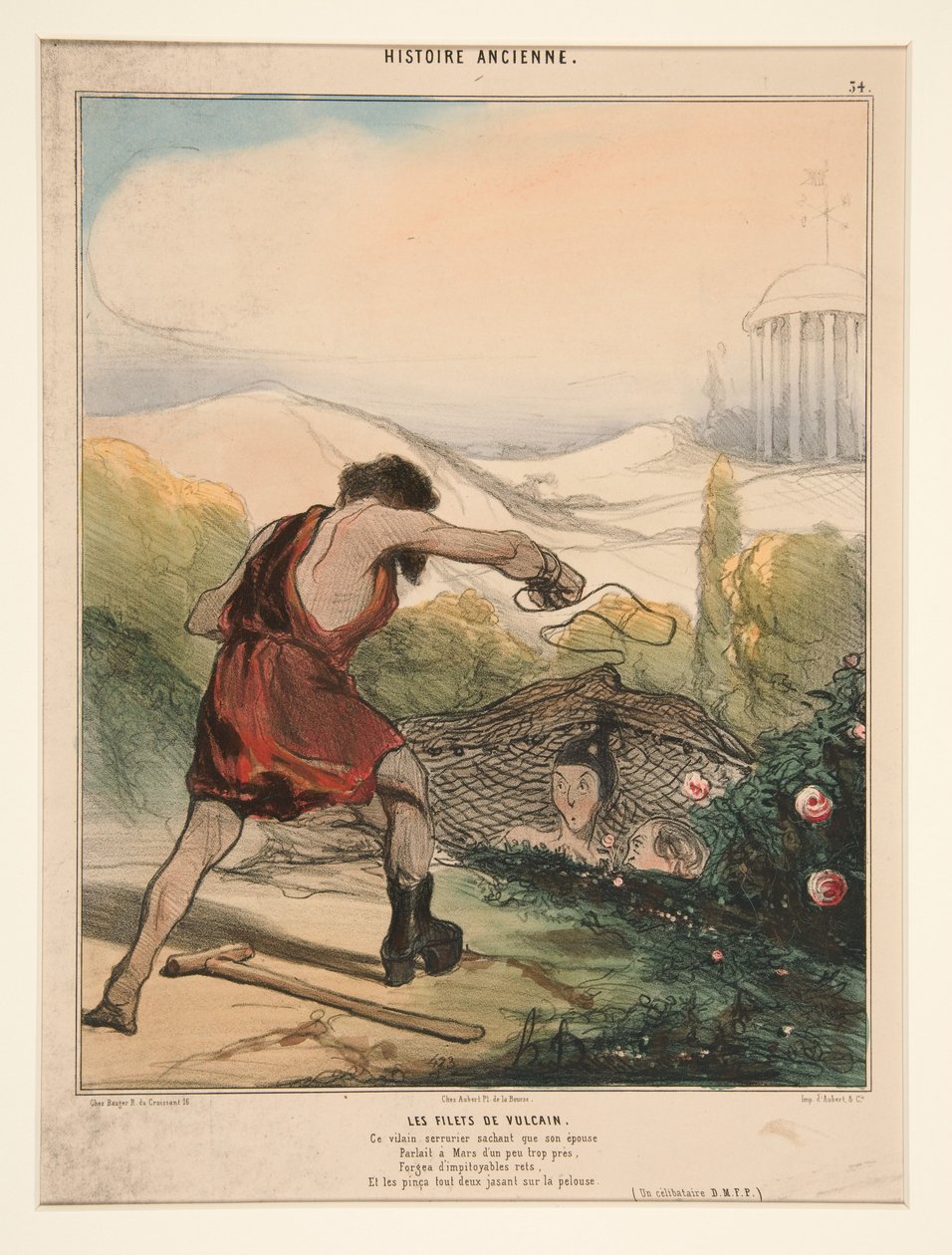 Vulcanus nät. Denne fule låssmed, som vet att hans hustru... ur Histoire Ancienne av Honoré Daumier