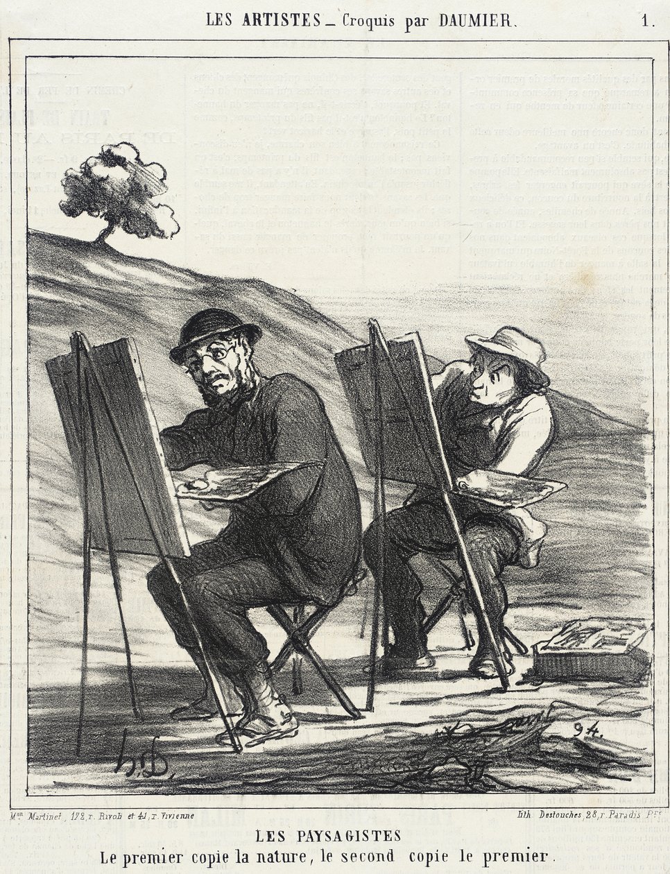 Landskapsmålarna. Den förste kopierar naturen... av Honoré Daumier